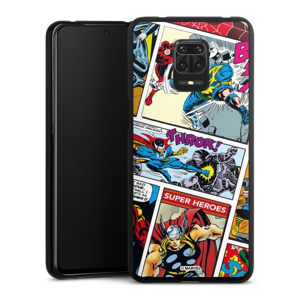 DeinDesign Handyhülle Marvel Retro Comic Blue, Xiaomi Redmi Note 9s Silikon Hülle Bumper Case Handy Schutzhülle