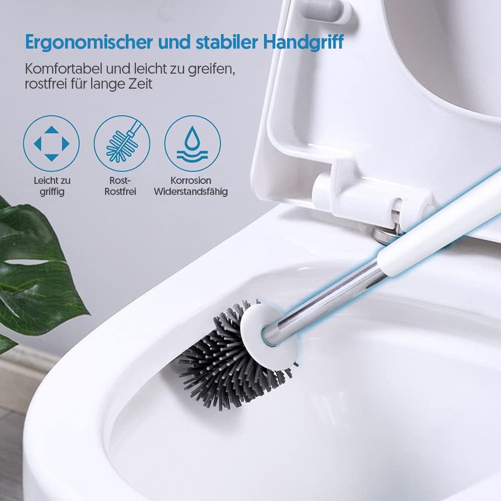HUGERSTONE WC-Reinigungsbürste Toilettenbürste, WC Bürste, Klobürste Silikon mit Silikonborsten, (1-tlg), mit Schnell Trocknendem Haltersatz, Klobürstenhalter für Badezimmer