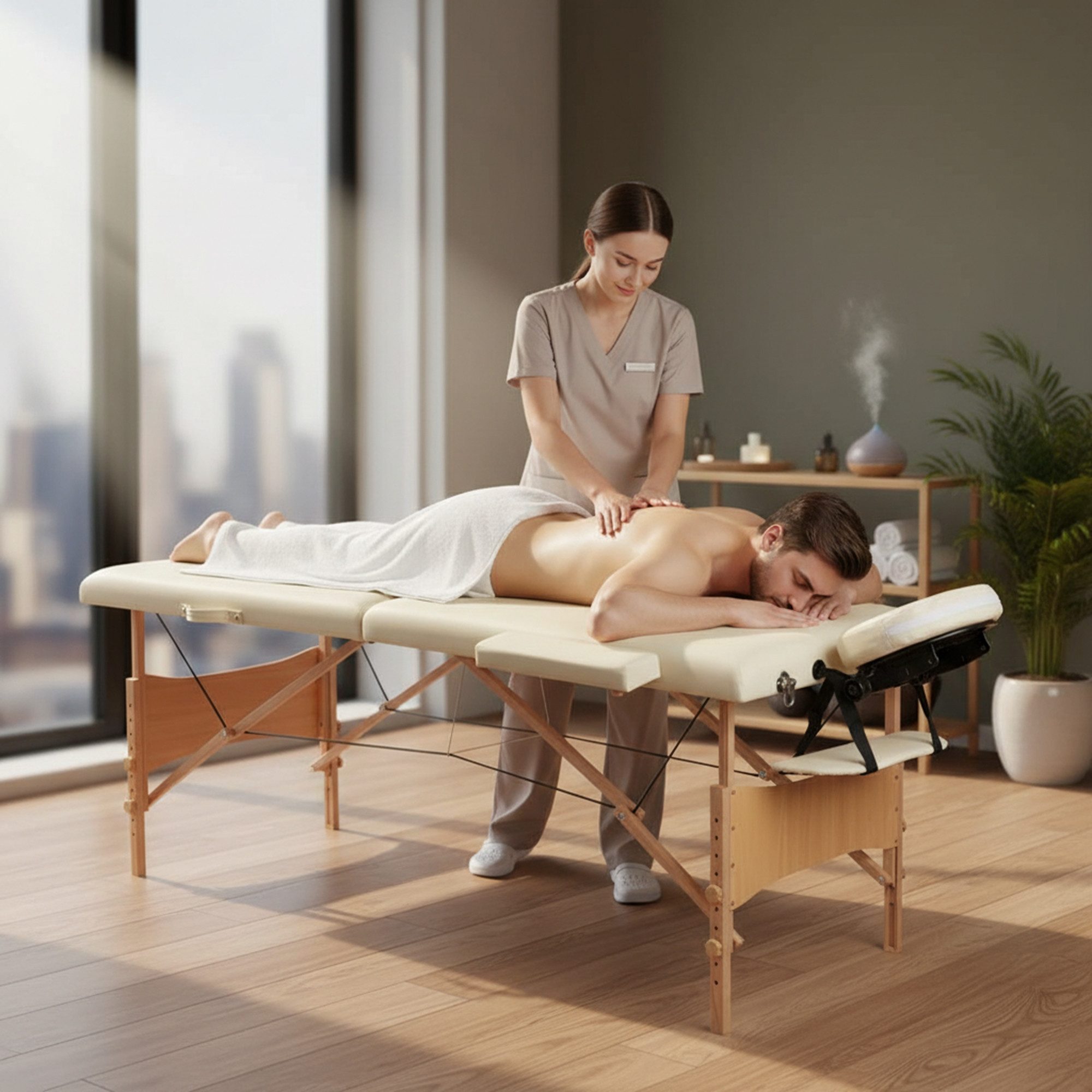 Mucola Massageliege Massageliege 2 Zonen Kopfstütze Ergonomisch Weiß Rot Gelb Creme Mobile (Stück, Liege), flexibel Einstellbar