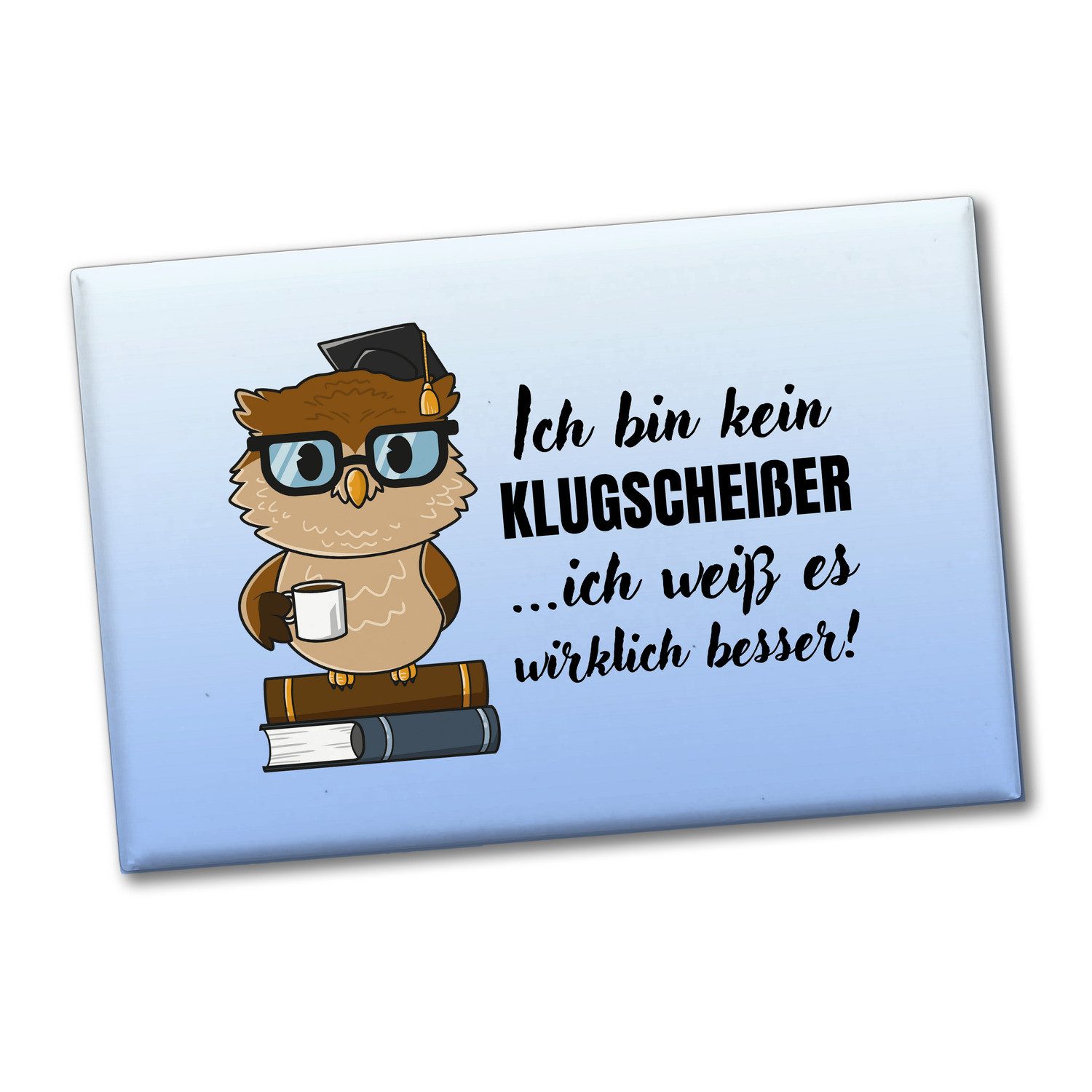 speecheese Magnet Besserwisser-Eule Souvenir Magnet eckig mit Spruch kein Klugscheißer