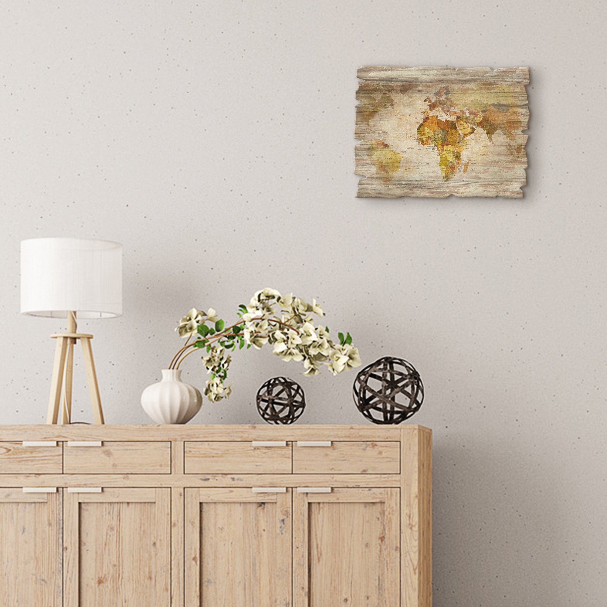 Artland Holzbild Weltkarte, Landkarten (1 St)