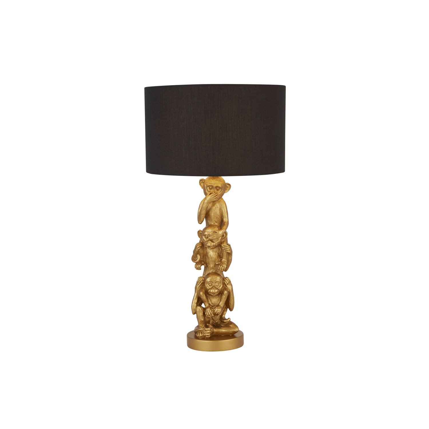 Licht-Erlebnisse Nachttischlampe LEONARDO, ohne Leuchtmittel, in Gold Schwarz E27 51,5 cm D: 28 cm Stoff Modern Wohnzimmer