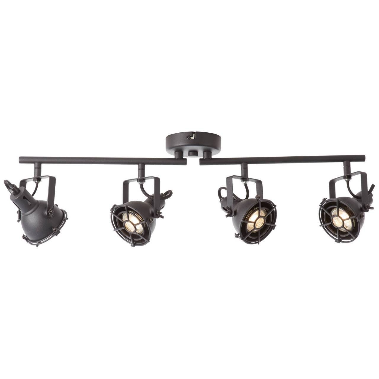 4x LED Jesper, Lampe Spotrohr Brilliant 3000K, schwarz korund LED-PAR51, Deckenleuchte 4flg Jesper GU10, 5W