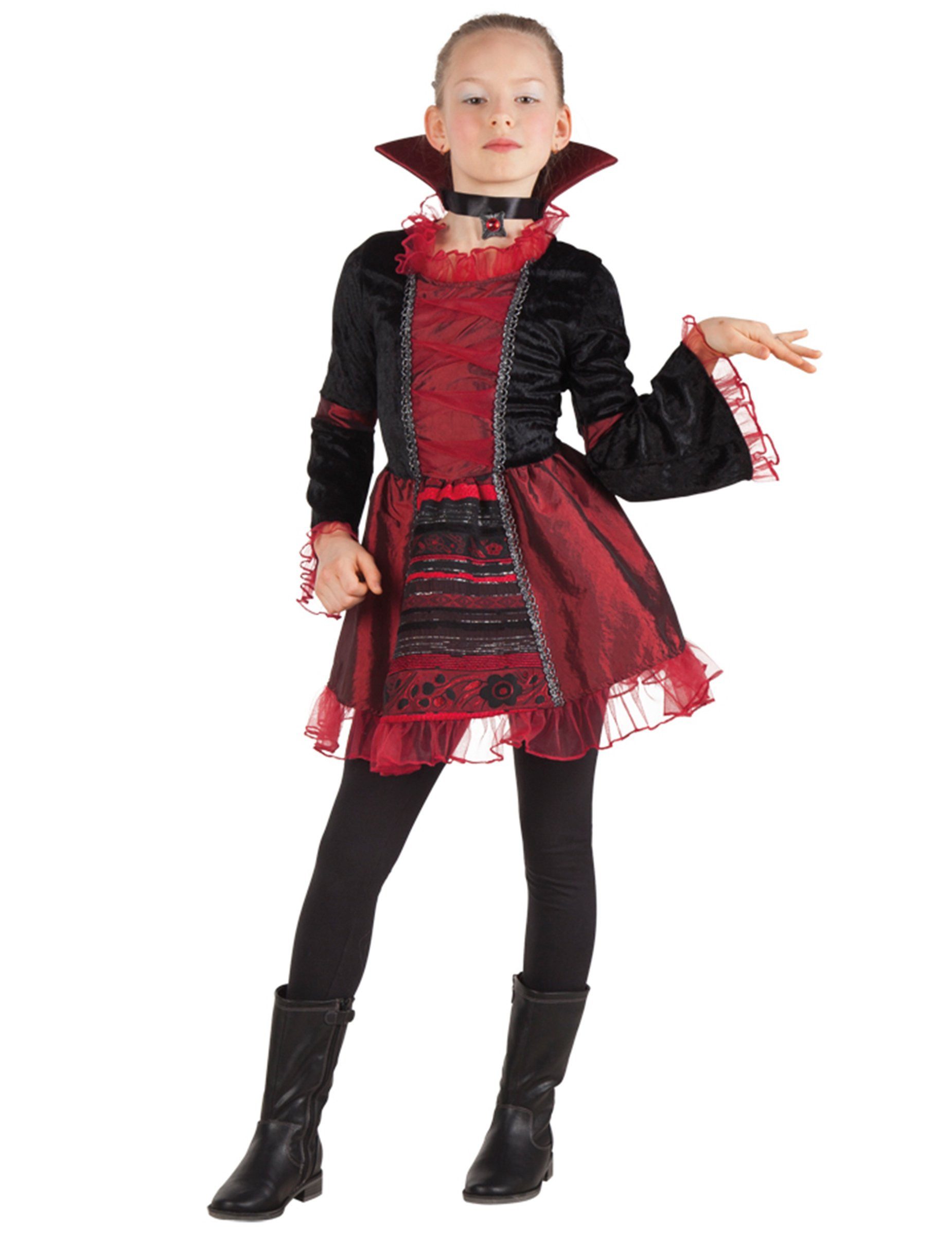 Boland Kostüm Elegante Vampirin Halloween-Kinderkostüm dunkelrot-schwarz