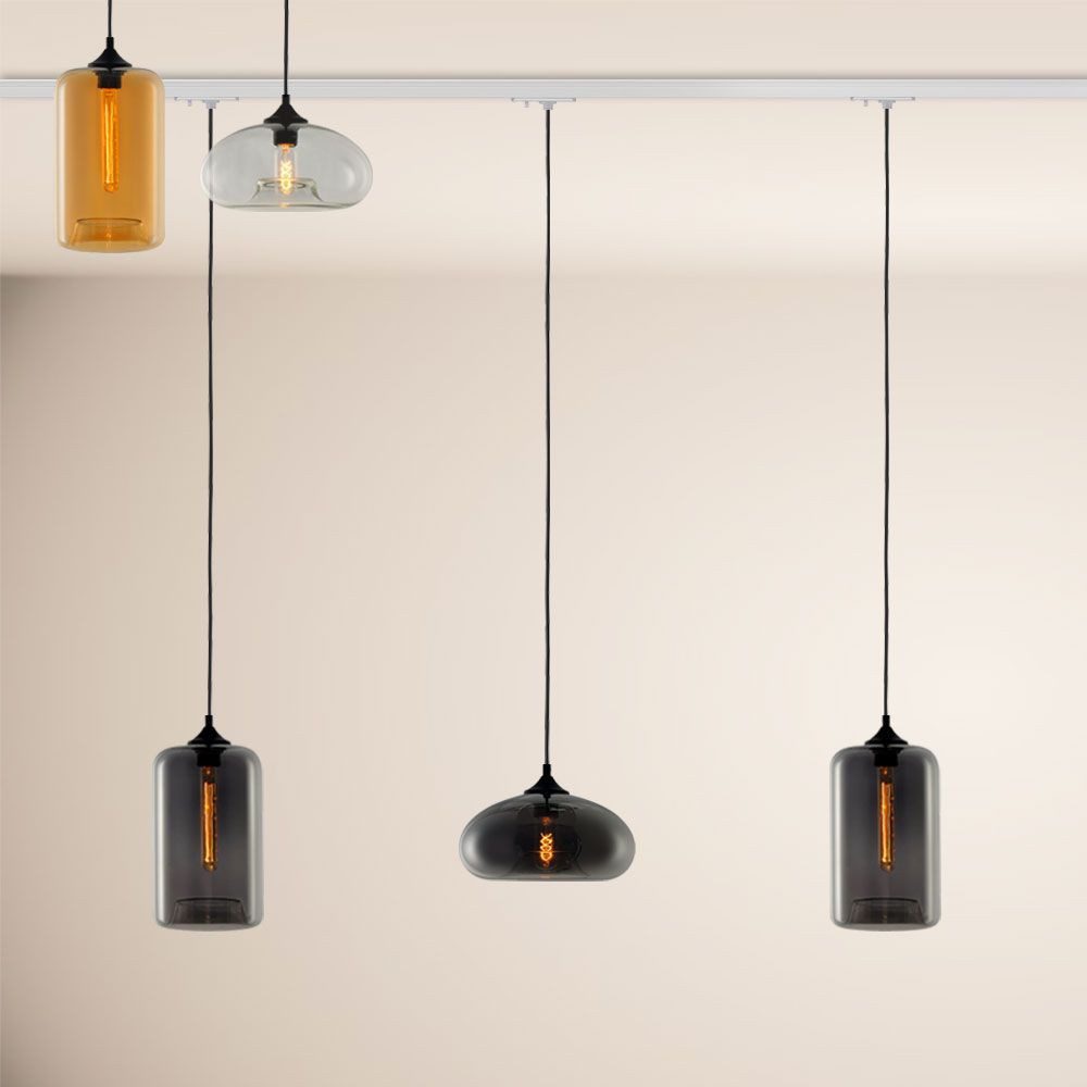 s.luce Pendelleuchte Cruet Esstisch-Hängeleuchte 1-P-Schiene 200cm ME Up&Low Amber