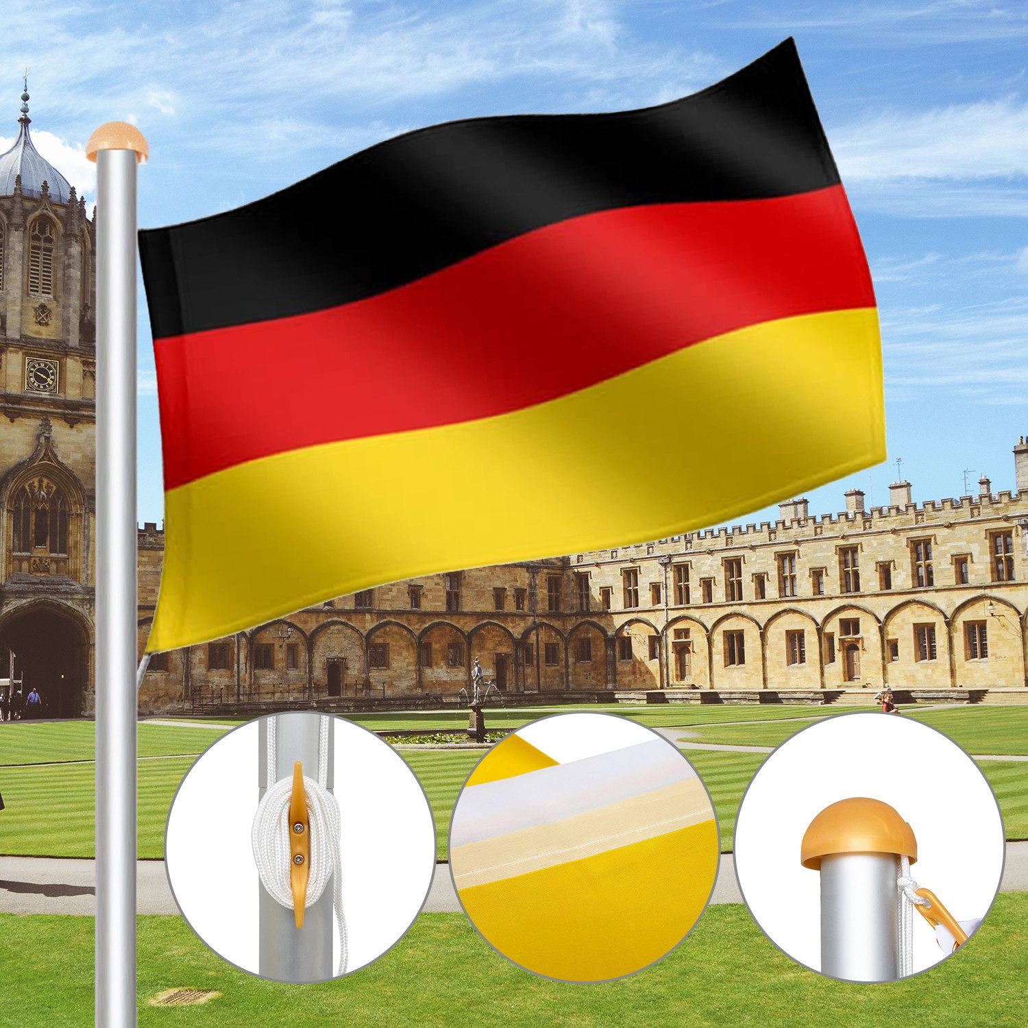 Clanmacy Fahne fahnenmast Aluminium Komplettset 6.5m