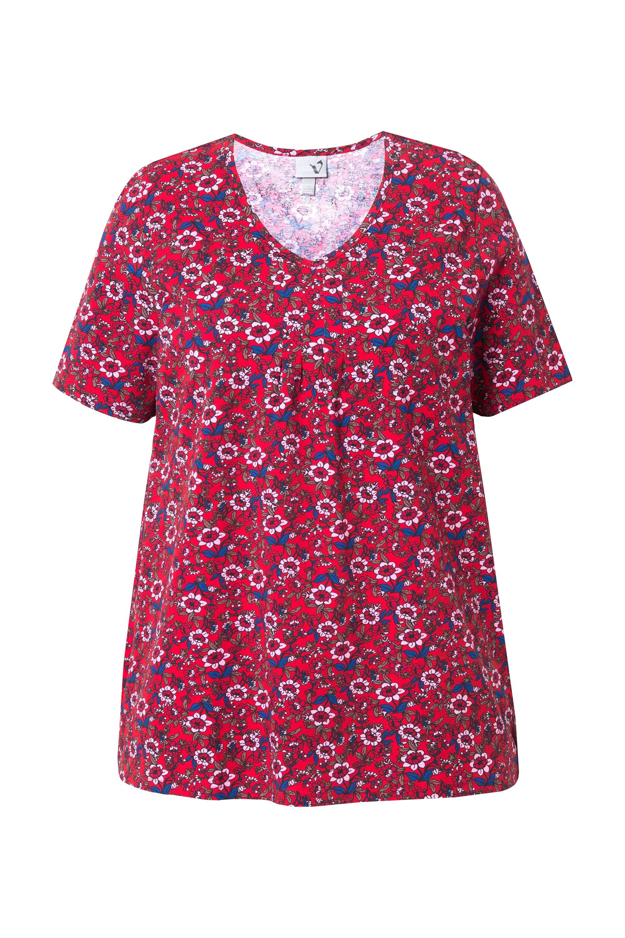 Ulla Popken T-Shirt T-Shirt Blüten A-Linie günstig online kaufen