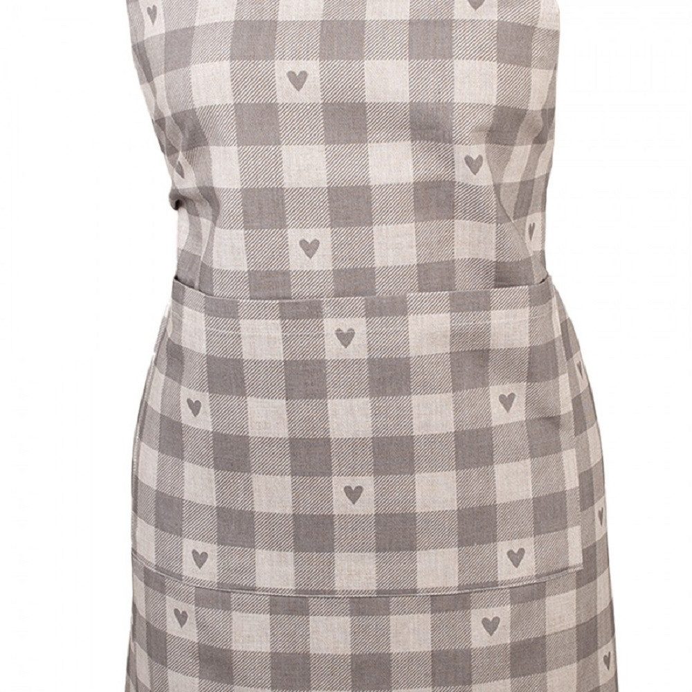 Clayre & Eef Kochschürze Hearts beige-grau, günstig online kaufen
