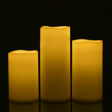 MARELIDA LED-Kerze LED Kerzenset XXL für Außen flackernd outdoor 3 Größen Timer creme Set (3-tlg)