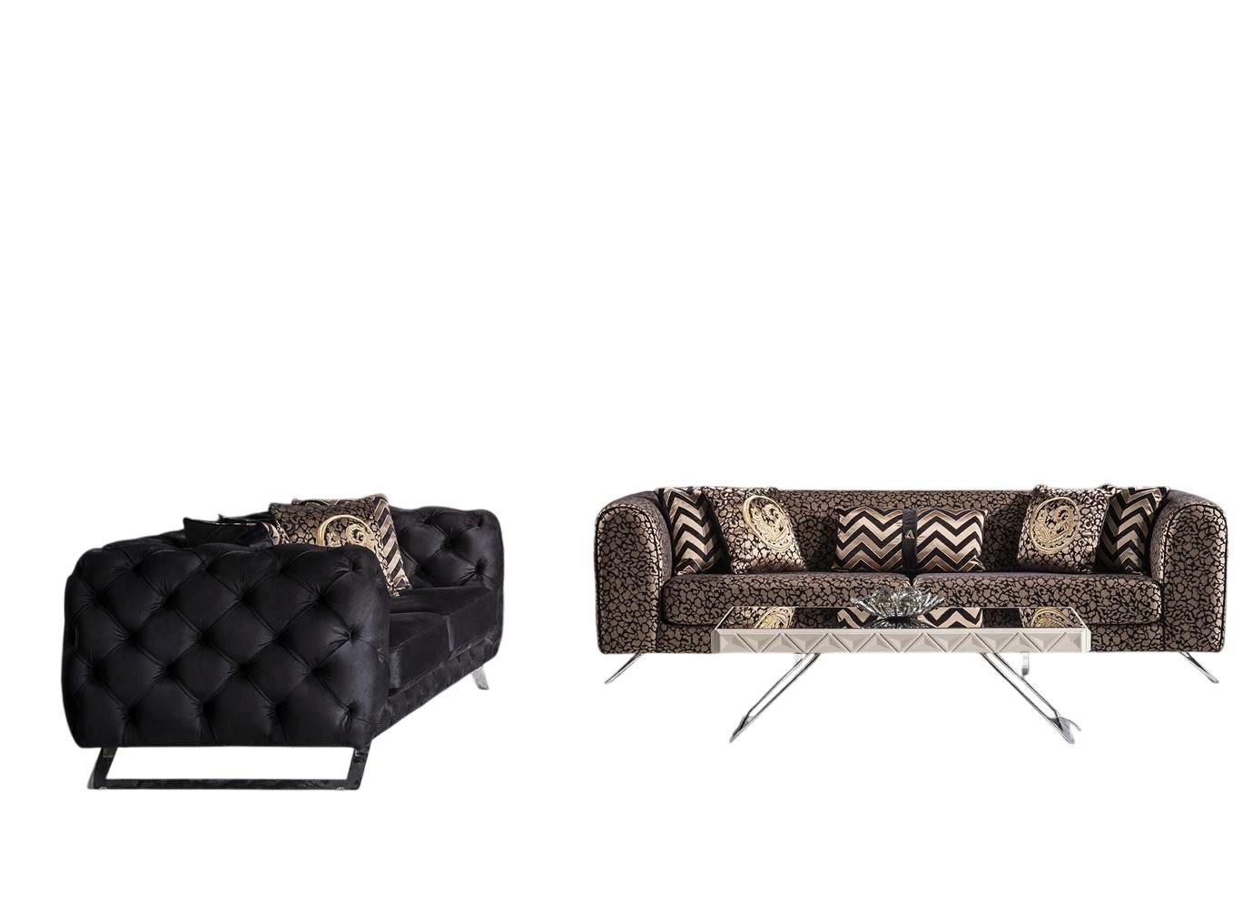 JVmoebel 4-Sitzer Schwarzes Sofa aus Textil und Holz mit elegantem Design, 1 Teile, Made in Europe