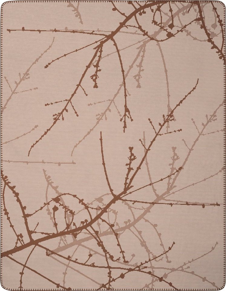 Wohndecke Twigs, Biederlack, mit floralem Design, Kuscheldecke