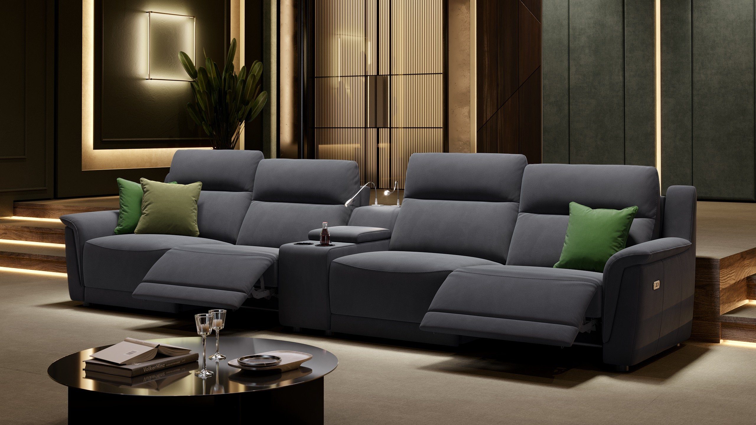 Sofanella 4-Sitzer Stoff MALITO, Heimkinosofa, Kinocouch, Funktionssofa, Kinosofa, Stoff Sofas