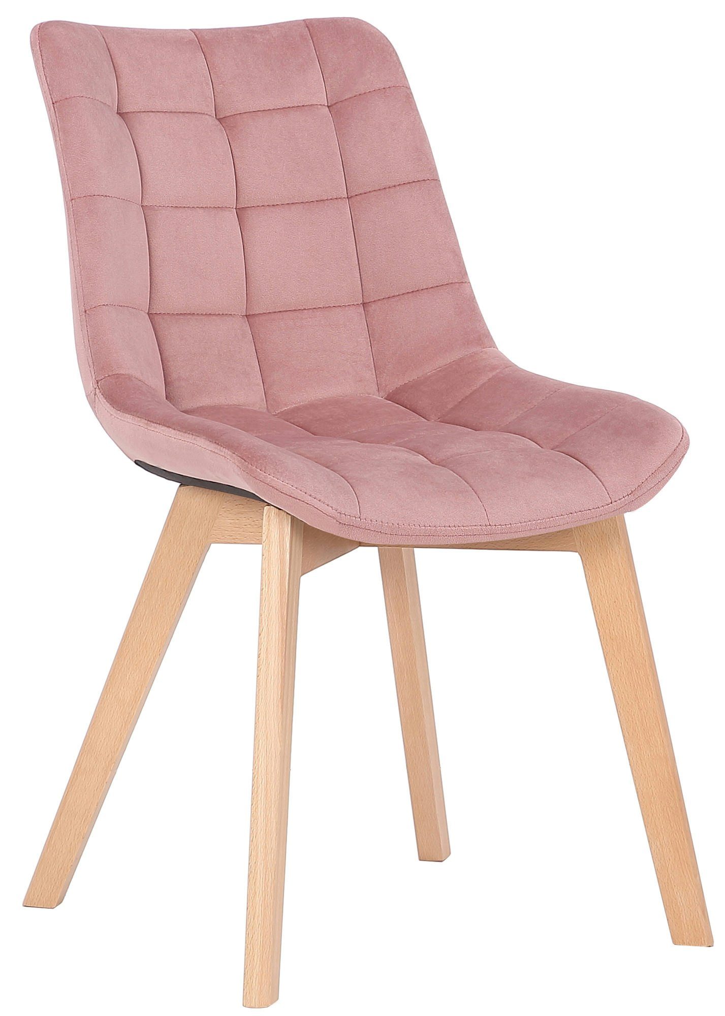TPFLiving Esszimmerstuhl Passat mit hochwertig gepolsterter Sitzfläche - Konferenzstuhl (Küchenstuhl - Esstischstuhl - Wohnzimmerstuhl - Polsterstuhl), Gestell: Buchenholz Natura - Sitzfläche: Samt pink