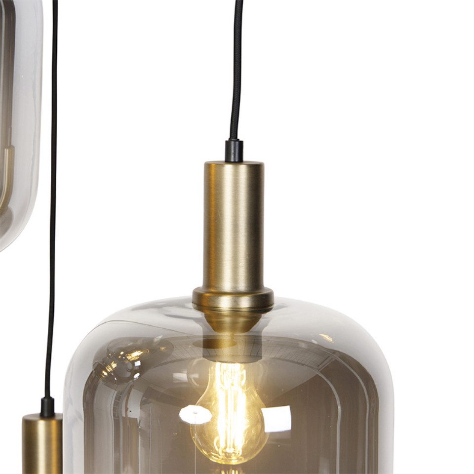 Qazqa Pendelleuchte Zuzanna, Dimmbar, LED wechselbar, Extra-Warmweiß, QAZQA Hängeleuchte, e27, Gold, Glas, Art Deco
