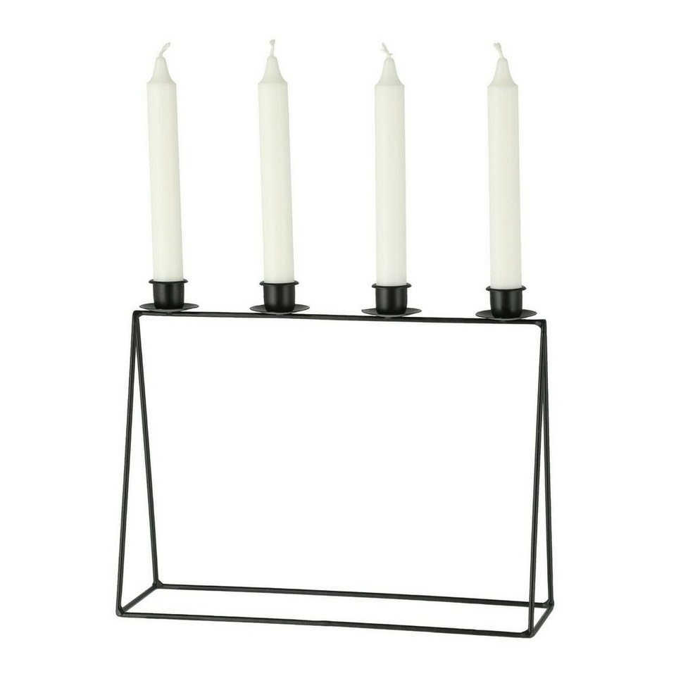 Meinposten Kerzenständer schwarz Metall Kerzenleuchter Deko Kerzenhalter  für 4 Stabkerzen (1 St)