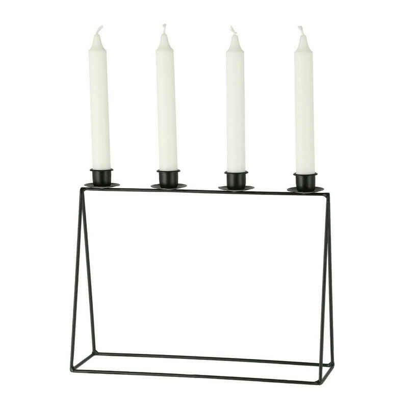 Meinposten Kerzenständer schwarz Metall Kerzenleuchter Deko Kerzenhalter für 4 Stabkerzen (1 St)