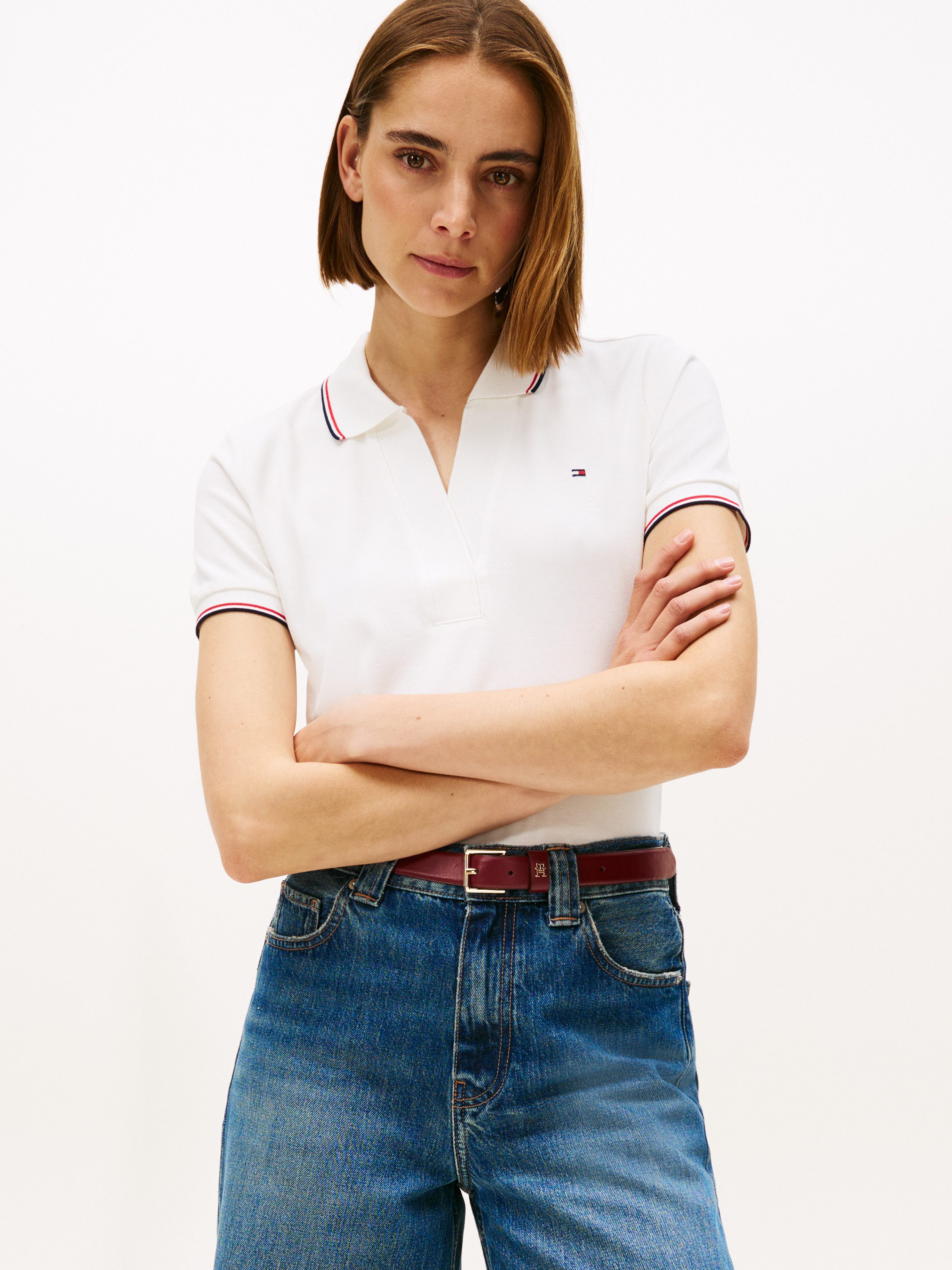 Tommy Hilfiger Poloshirt 1985 TIPPING SLIM OPEN SS POLO günstig online kaufen