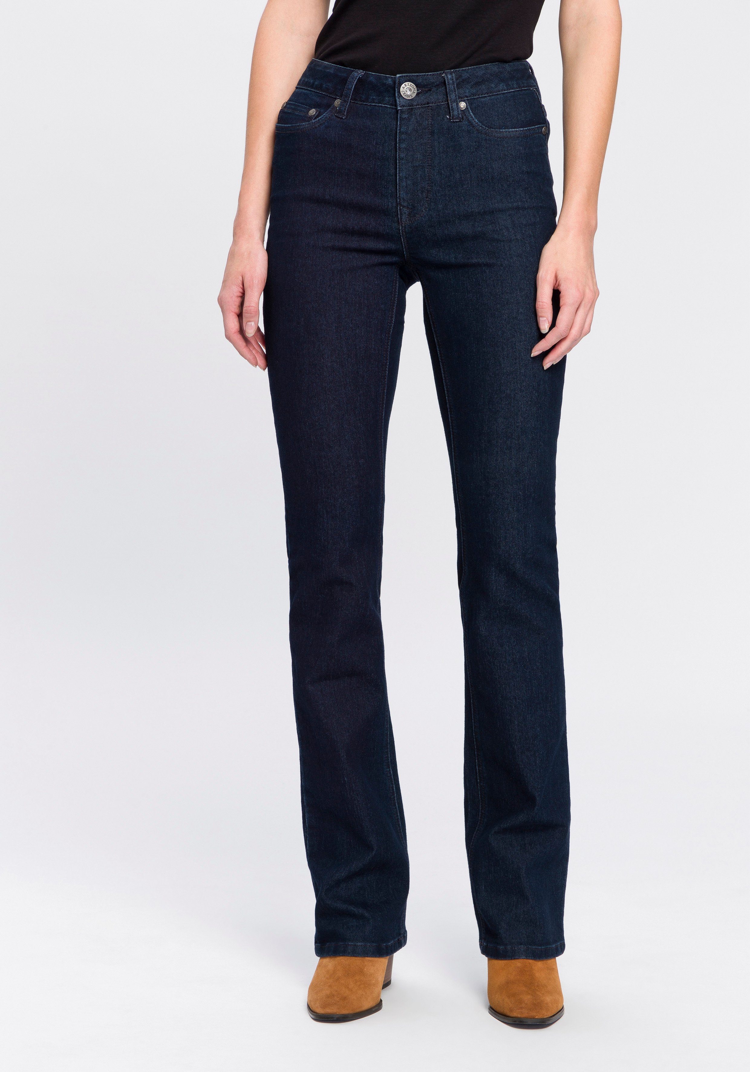 Arizona Bootcut-Jeans Baby Bootcut leicht ausgestelltes Bein, hohe Leibhöhe – Bild 2 von 5