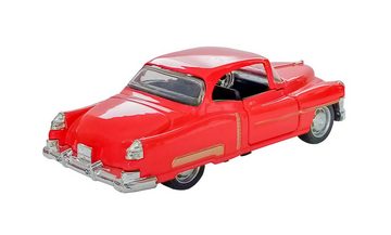Welly Modellauto Retro Auto Modell mit Rückzug 1:38 Modellauto Metall 50 (Rot), Spielzeugauto