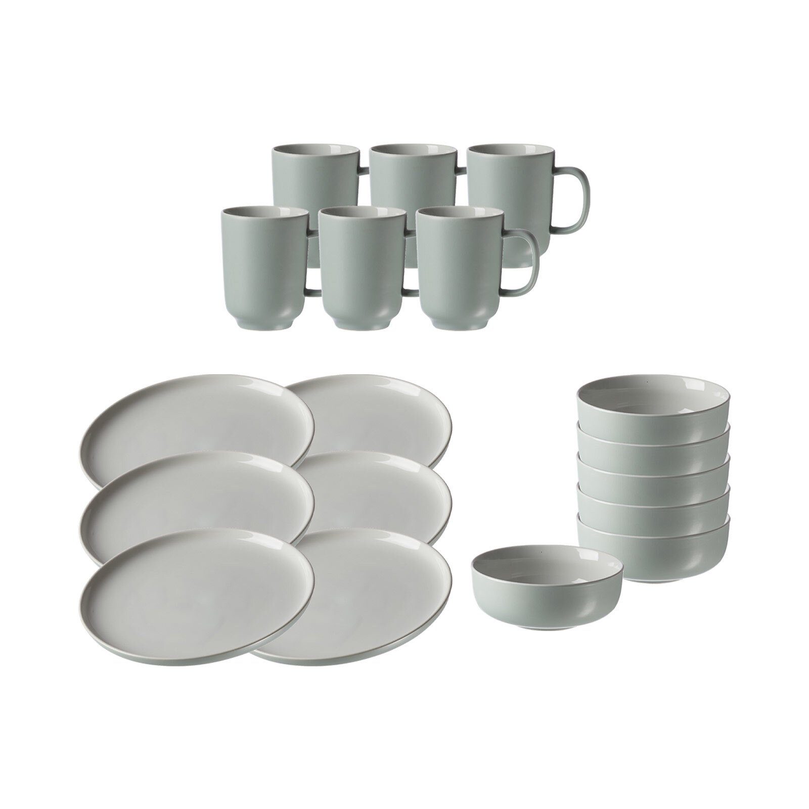 Ritzenhoff & Breker Frühstücks-Geschirrset Jasper Frühstücksservice 18er Set (18-tlg), 6 Personen, Keramik