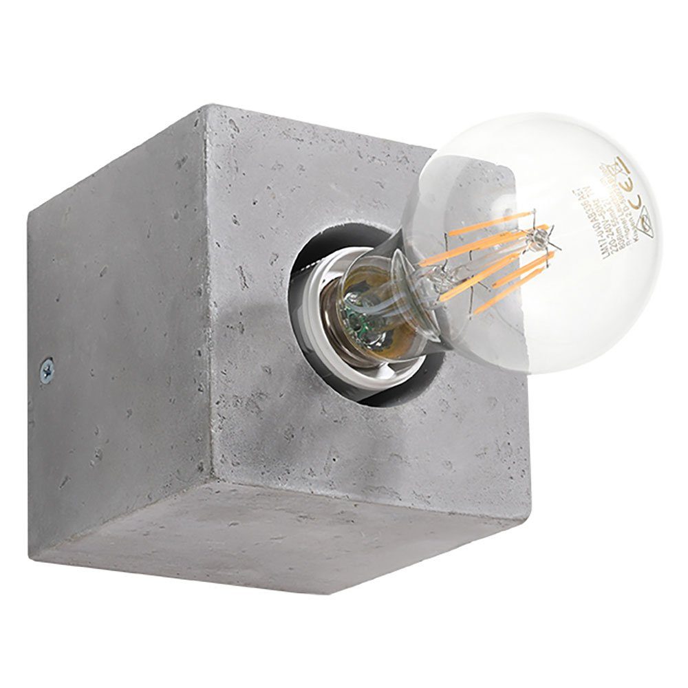 Beton grau etc-shop Wandleuchte Leuchtmittel inklusive, Wandlampe Wandleuchte, quadratisch Wandlampe nicht