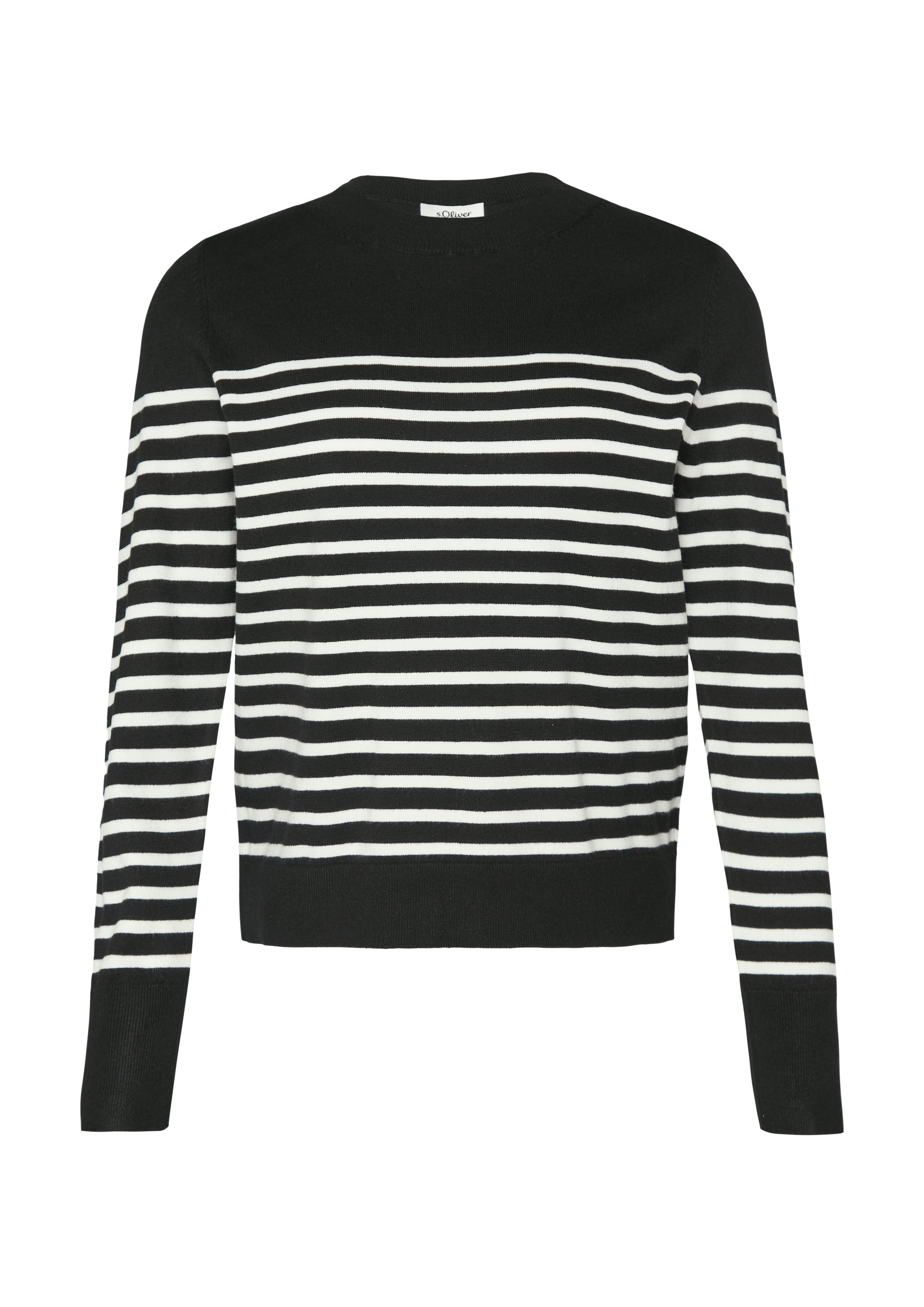 s.Oliver Strickpullover Gestreifter Pullover aus Viskosemix günstig online kaufen