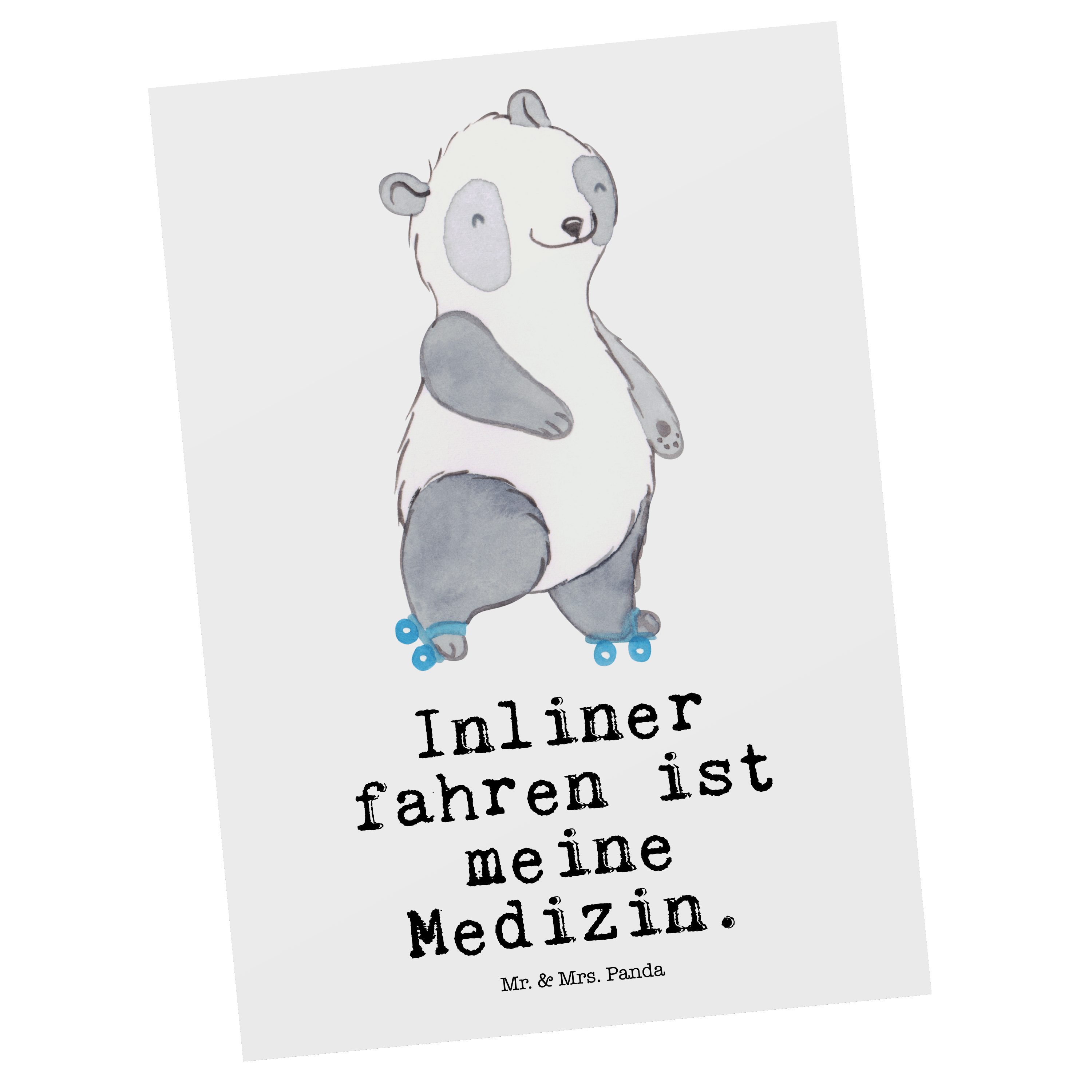 Geschenk, Rollerbla Dankeschön, & Weiß Mrs. fahren - Mr. Medizin Panda - Panda Postkarte Inliner