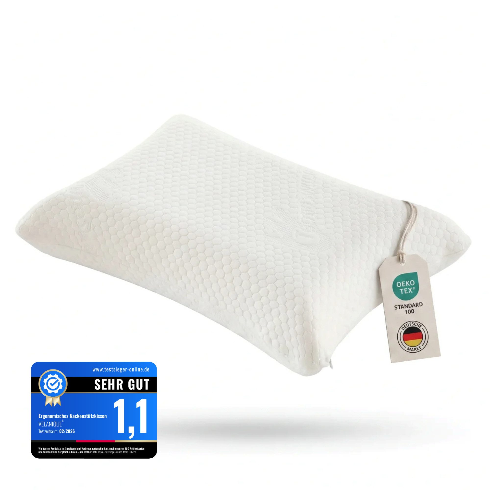 VelaniqueHome Nackenstützkissen Thermo Switch Visco Kissen Orthopädisch Ergonomisch, Füllung: Viscoschaum, Seitenschläfer, Rückenschläfer, Einzelartikel, 1, ergonomisch, orthopädisch, formstabil, atmungsaktiv, waschbarer Bezug