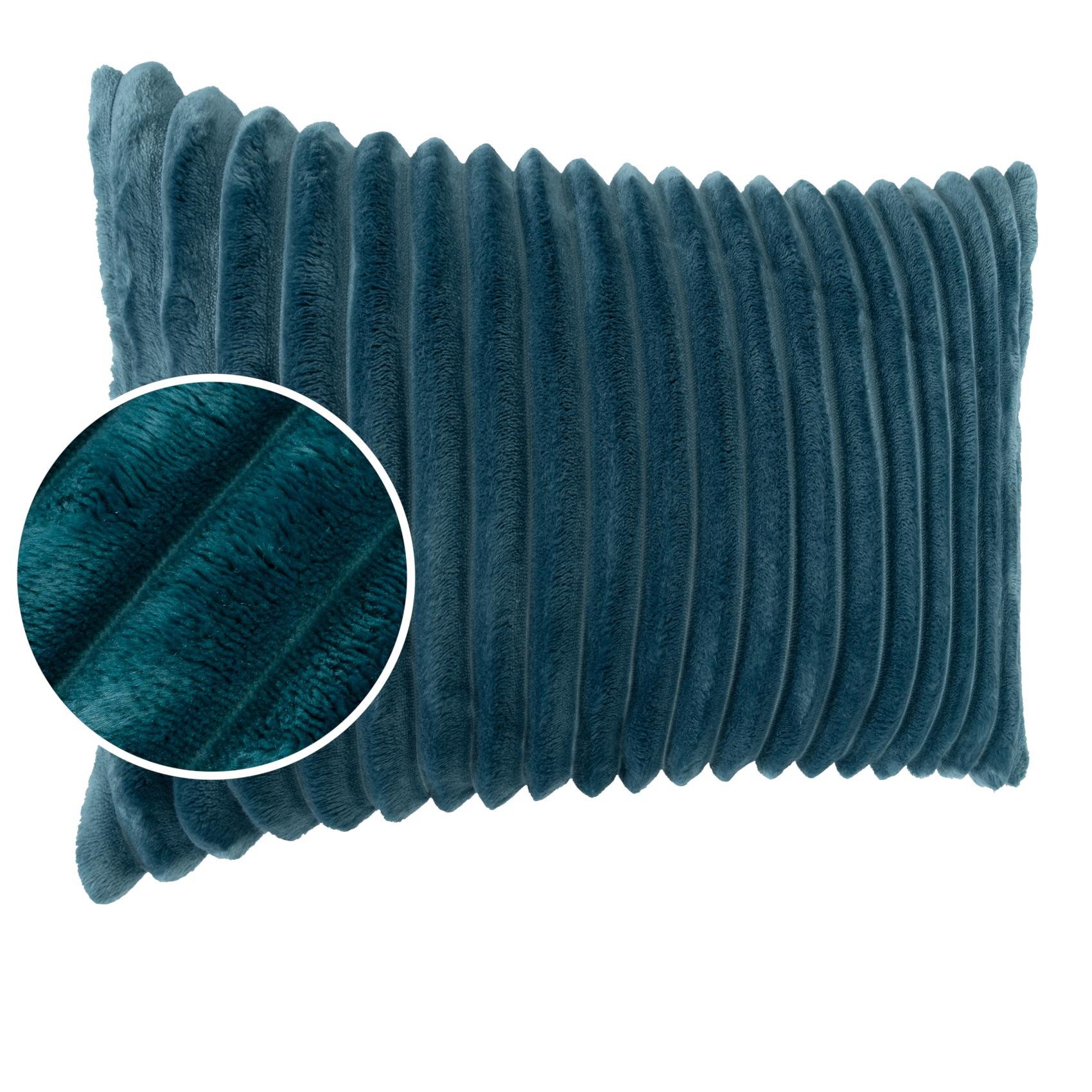 Kisska Dekokissen LILLI BIG CORD Velour Ambiente dekorieren, Kissenüberzug ohne Füllung BIG-Cord UNI 50x30cm Einfarbig Türkis