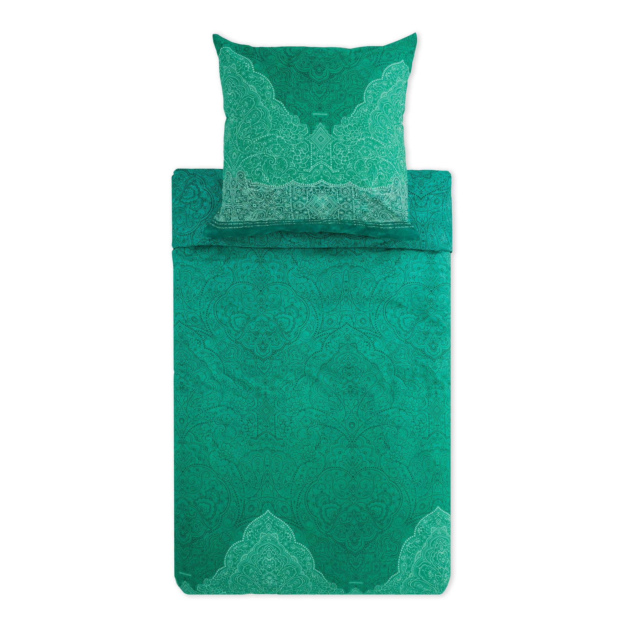 Bassetti Bettwäsche Bettwäsche Bassetti Mako Satin Dolceaqua V1 grün smaragd 135x200, Mako Satin, 2 teilig, 100% Baumwolle (Premium Mako Satin)