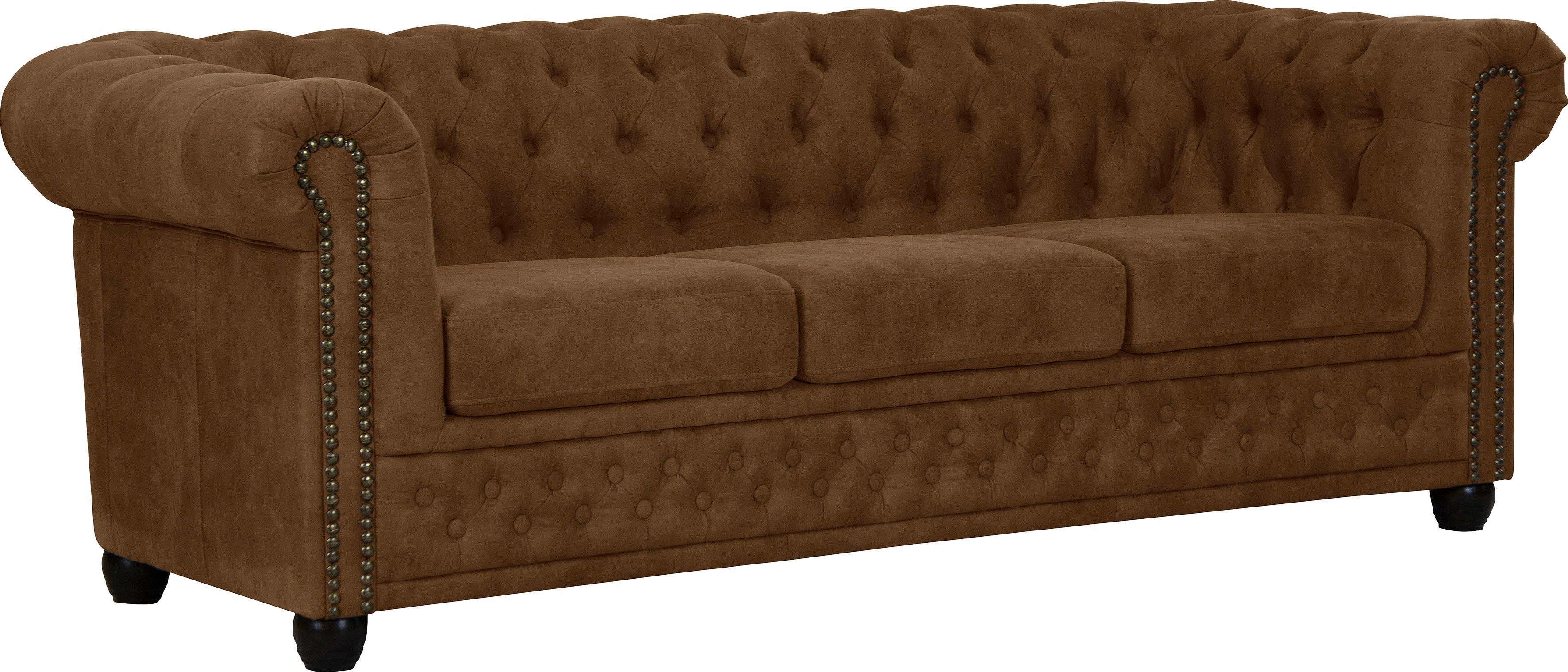 Home affaire Chesterfield-Sofa Rysum, Chesterfield-Optik, in 2 Bezugsqualitäten, 2 Ausf. schnell lieferbar