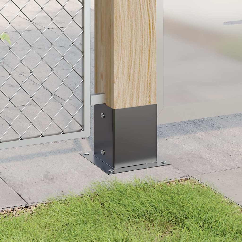 vidaXL Zaunpfosten Pfostenträger Quadrat 4 Stk. 121x121 mm Stahl Pulverbeschichtet, (4-St)