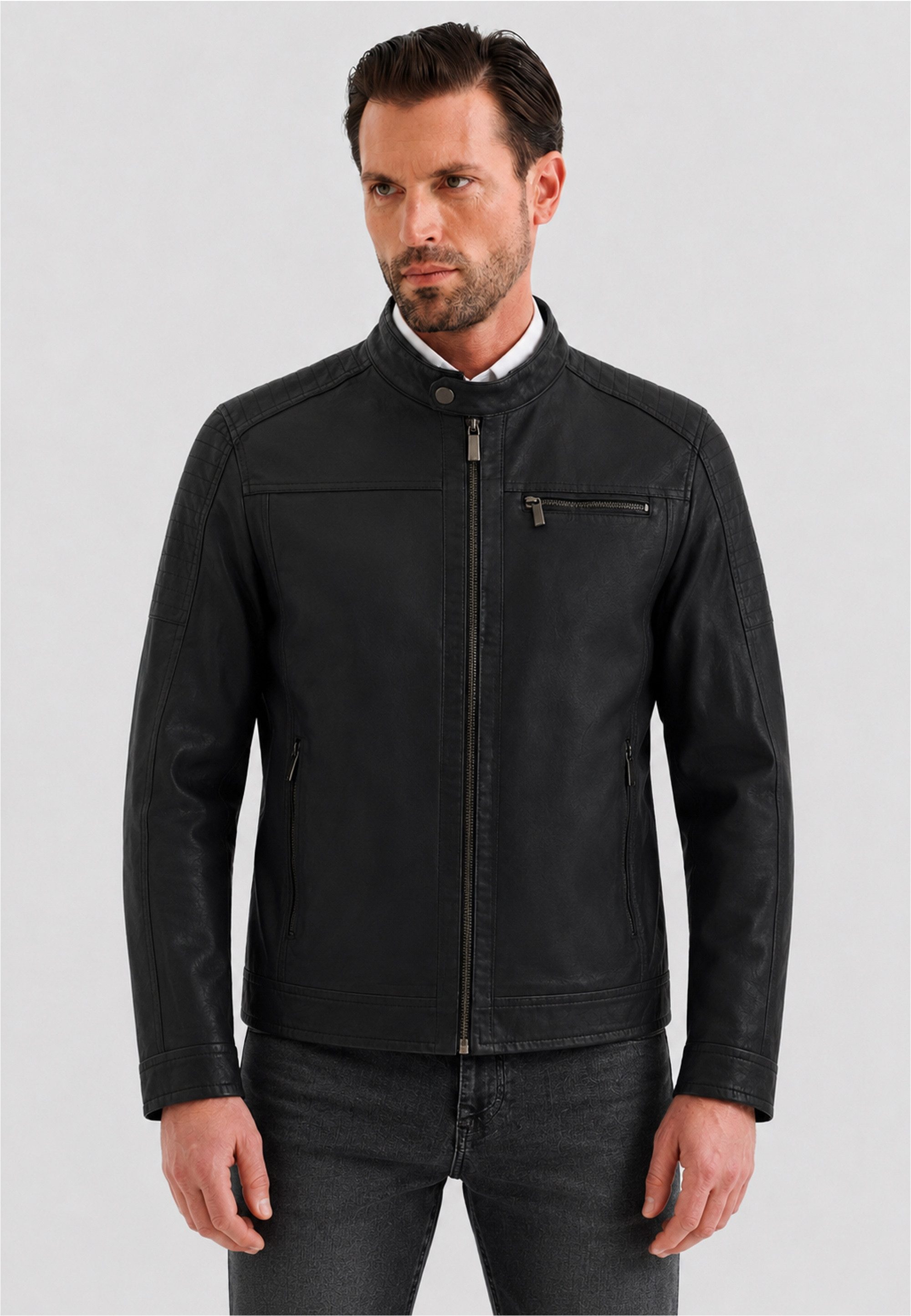 Pierre Cardin Outdoorjacke Classic mit Stehkragen und Reißverschlusstaschen