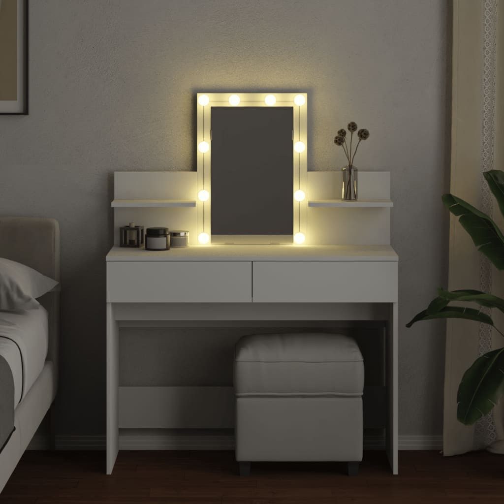 vidaXL Schminktisch Schminktisch mit LED-Beleuchtung Weiß günstig online kaufen