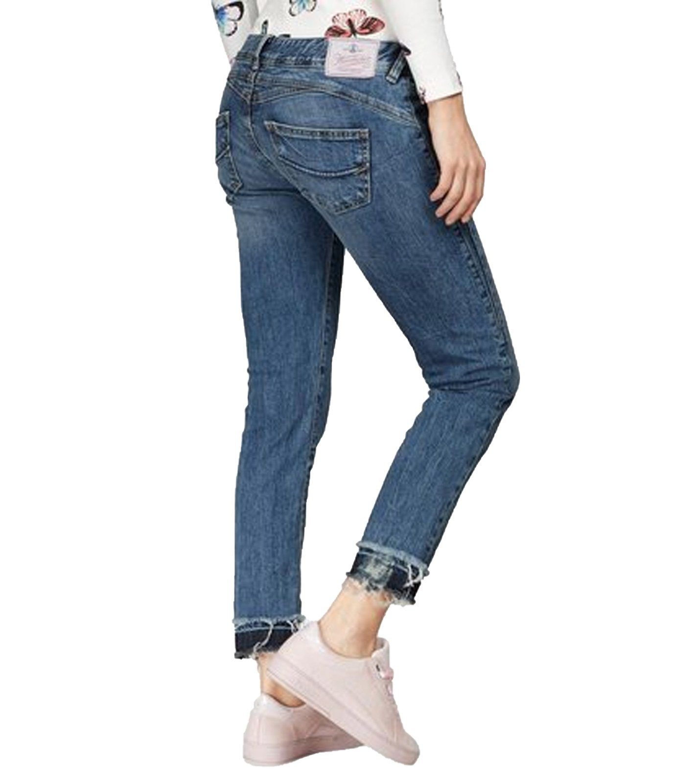 Herrlicher Regular-fit-Jeans »Herrlicher Gila Slim Röhren-Jeans  knöchellange Damen Skinny-Hose mit Fransen Freizeit-Hose Blau« online  kaufen | OTTO