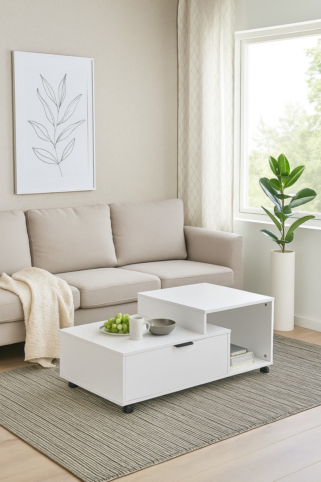 moebel-direkt-online Couchtisch In drei Dekorfarben, mit Rollen (mit Schubl günstig online kaufen