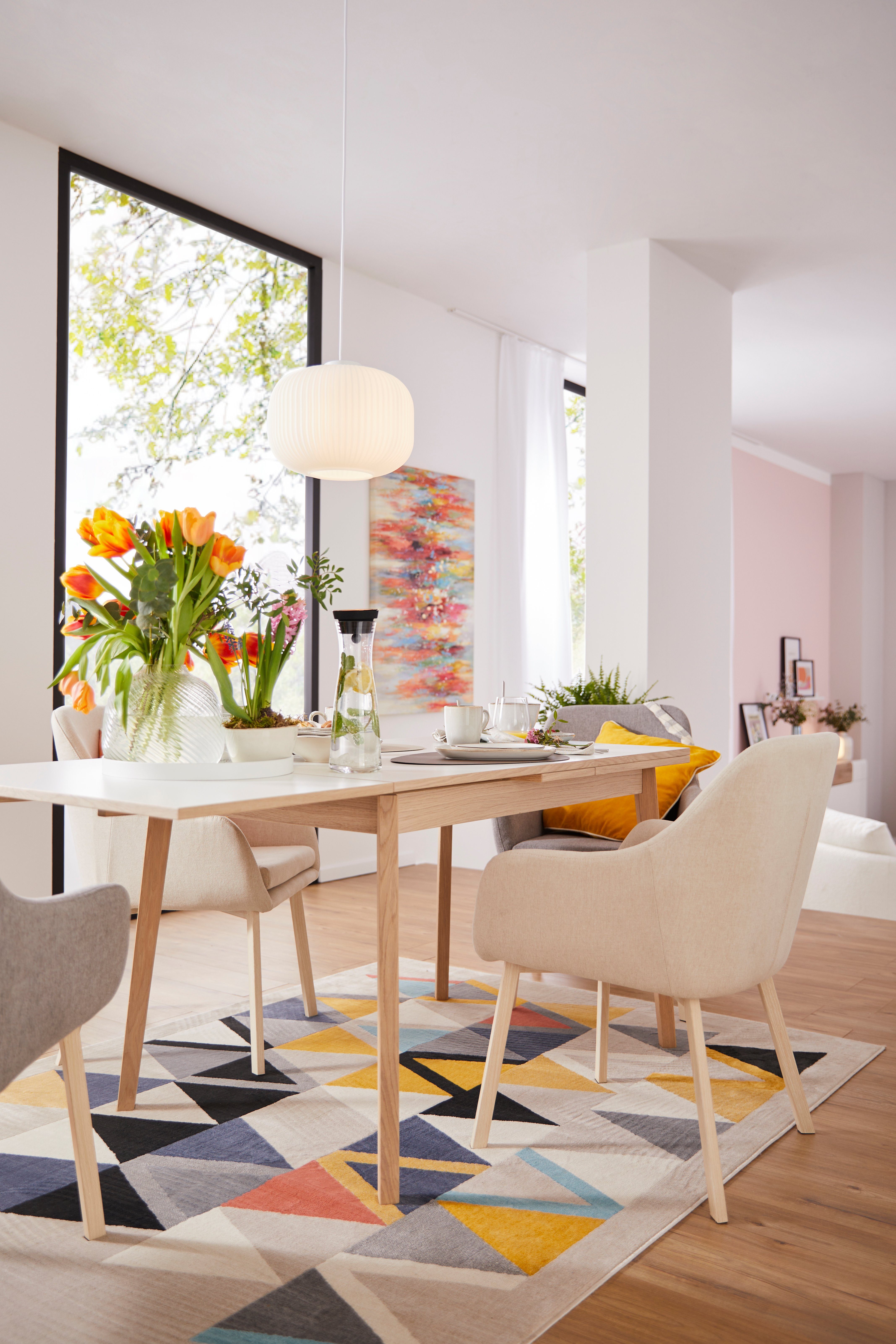 Hammel Furniture Esstisch Basic Single, schnell innenliegende Einlegeplatten ausziehbar, 120(220)x80 cm, Melamin / Massivholz, stabiler dänische Design Tisch