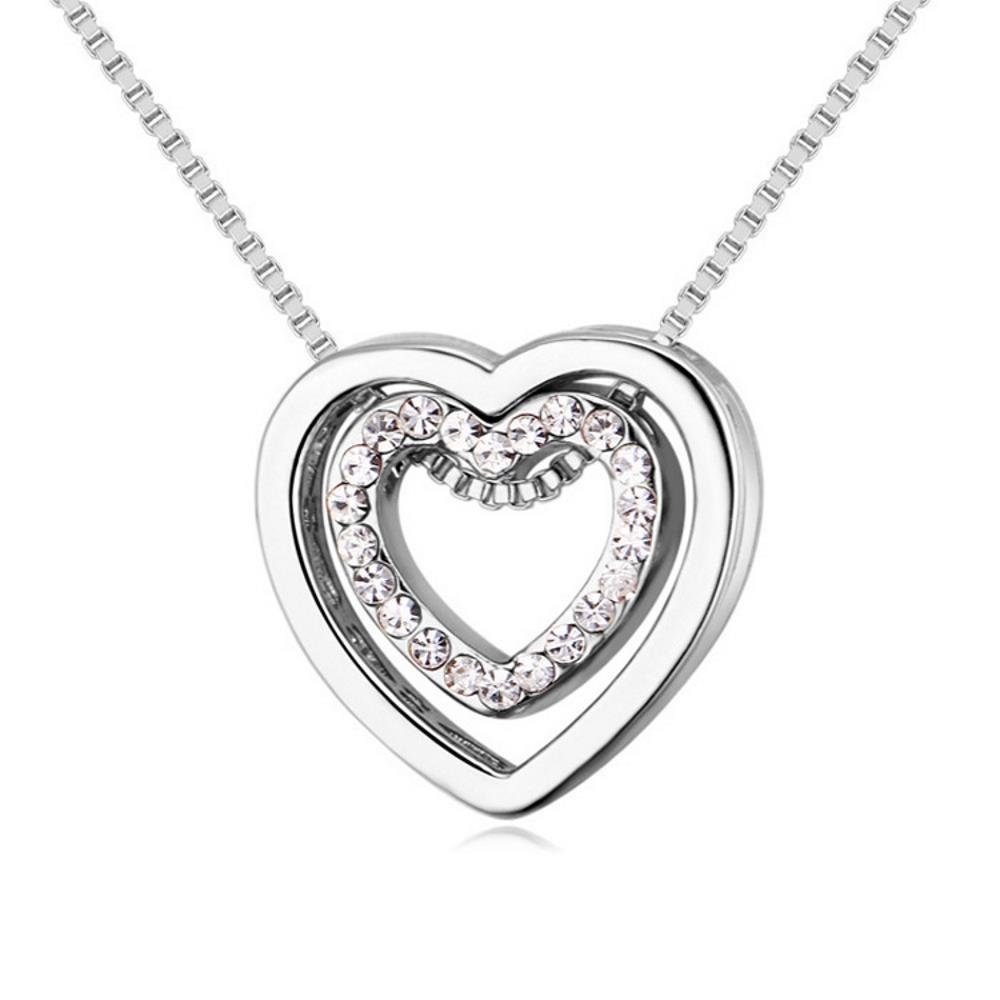 BUNGSA Ketten-Set Kette Herz in Herz Silber aus Messing Damen (1-tlg), Halskette Necklace