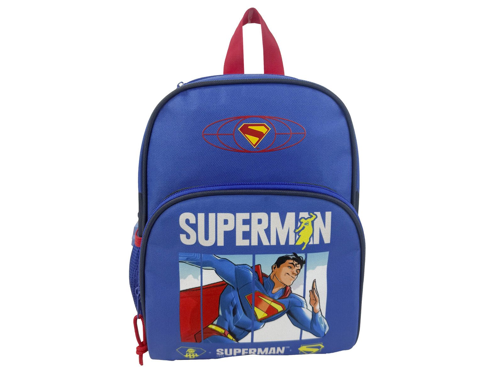 Superman Kinderrucksack mit Fronttasche Hauptfach und Seitennetz