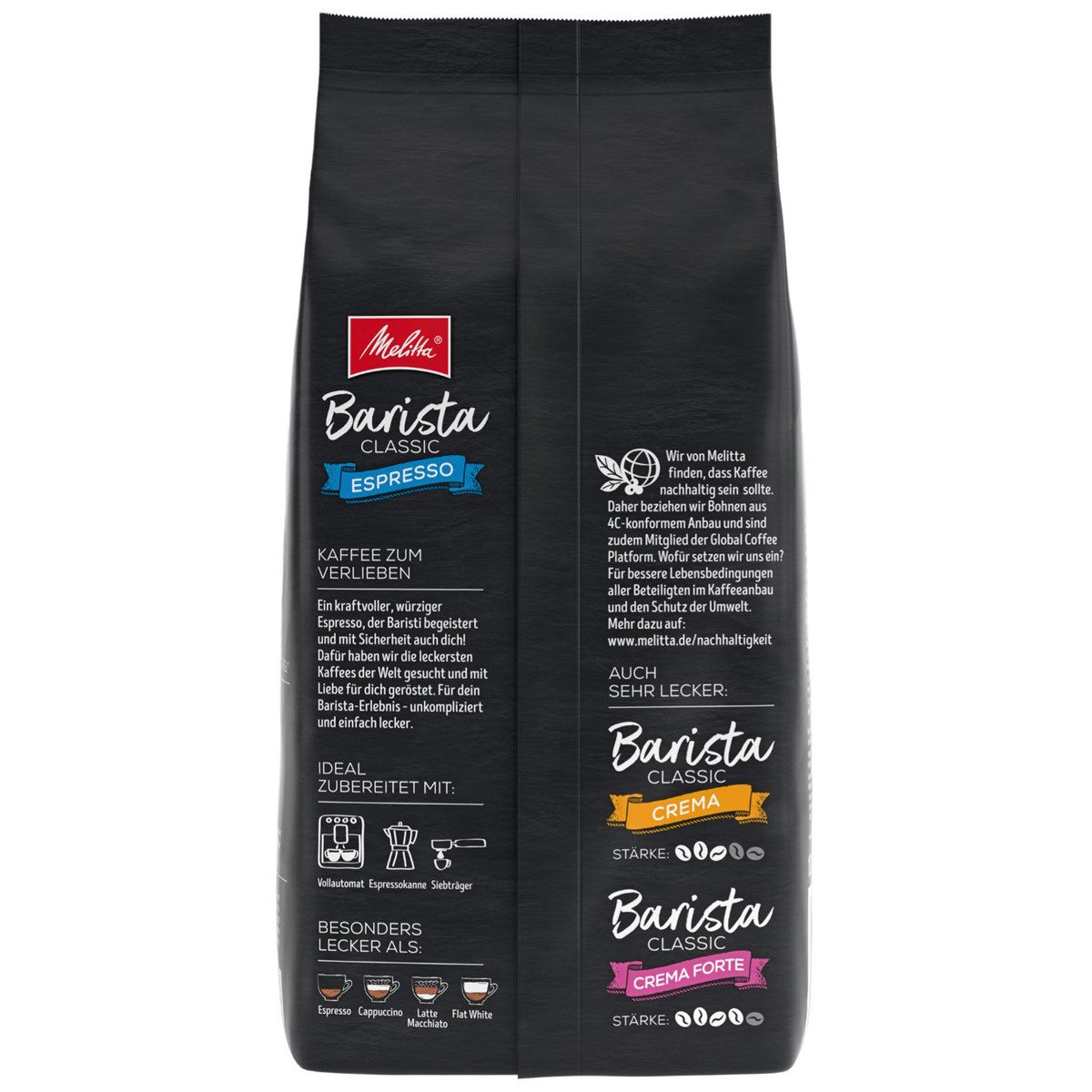 Melitta Kaffee, Melitta Barista Espresso Kaffeebohnen Arabica und Robusta Mix 1000g