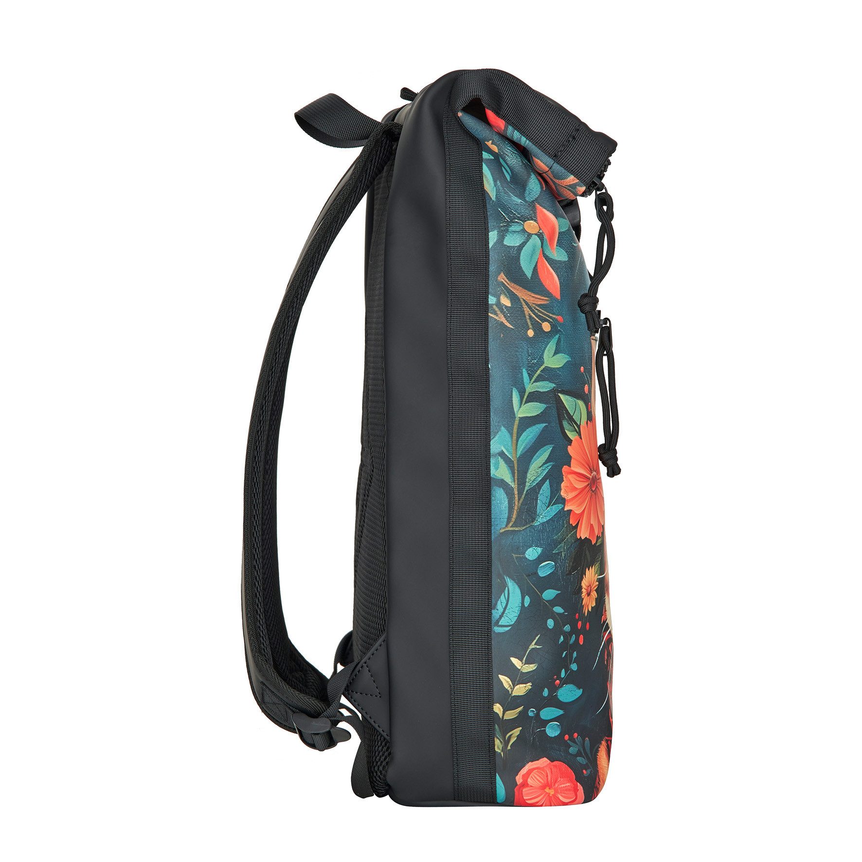 NEW REBELS Laptoprucksack Roll Up RollTop Kurier Rucksack Freizeitrucksack Mart Art New York, wasserabweisend, Laptopfach, Kunstmotiv Catface