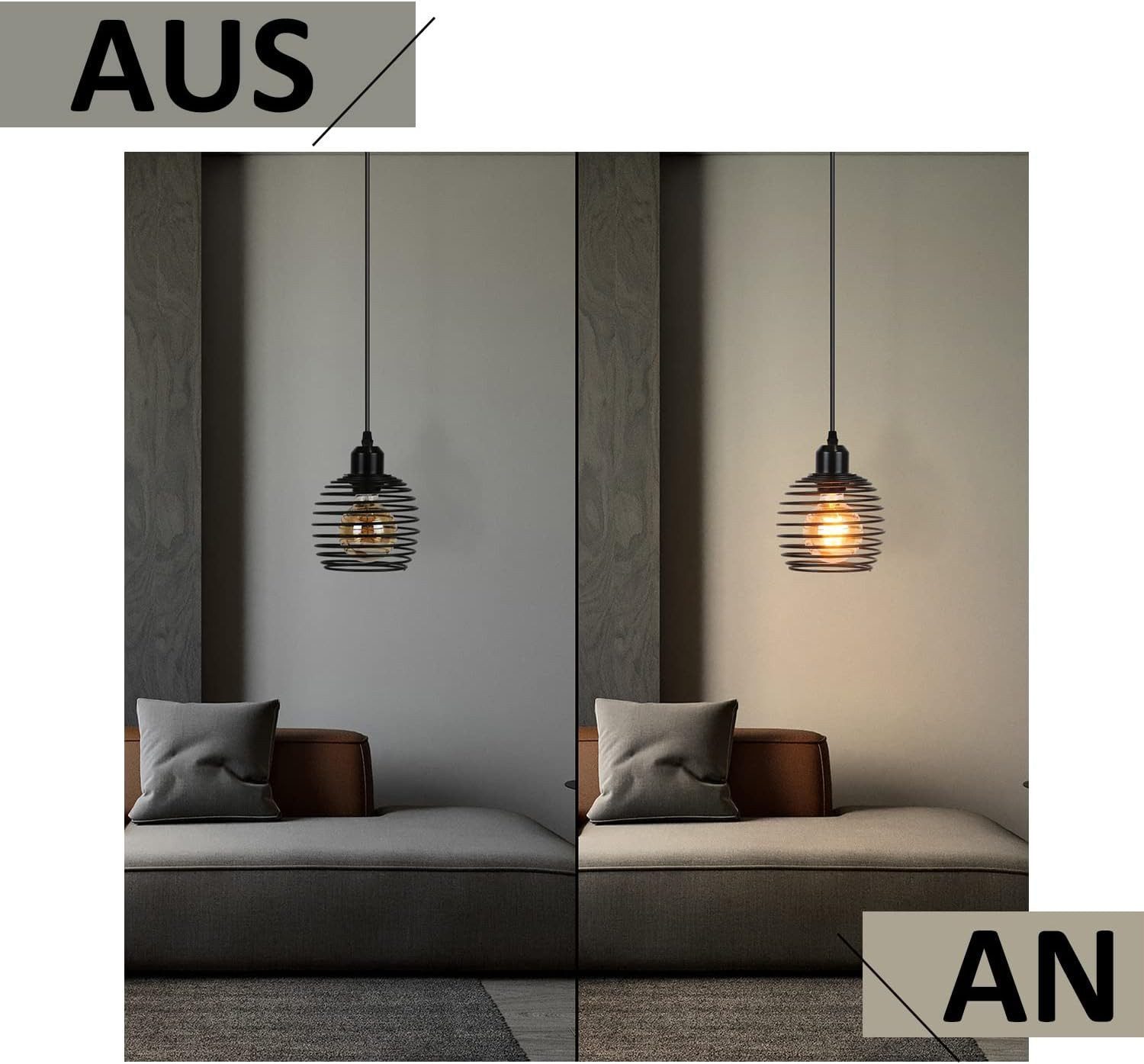 Nettlife Pendelleuchte Vintage Esszimmer Schwarz E27 mit Schalter Industrial Hängelampe, Höhenverstellbar, LED wechselbar, Höhenverstellbar – Bild 5 von 5