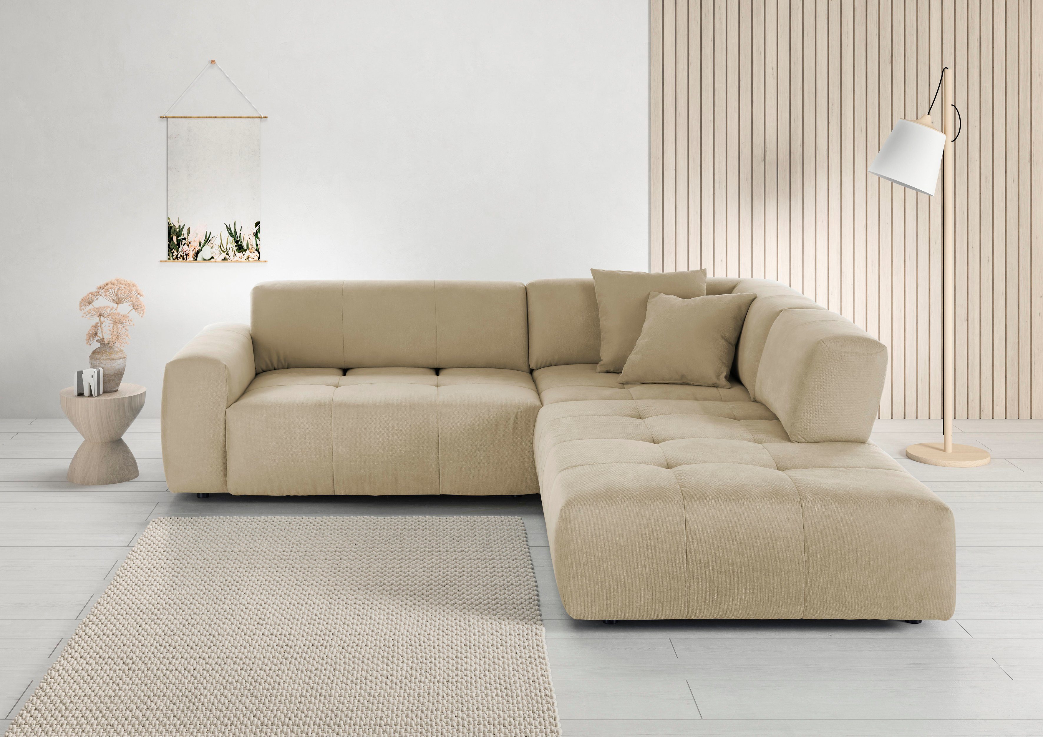3C Candy Ecksofa Yoshy Komfortsofa, bequem und modern, hochwertige Verarbeitungsdetails, Zwei verschiedene Sitztiefen durch verstellbare Rückenlehne, L-Form