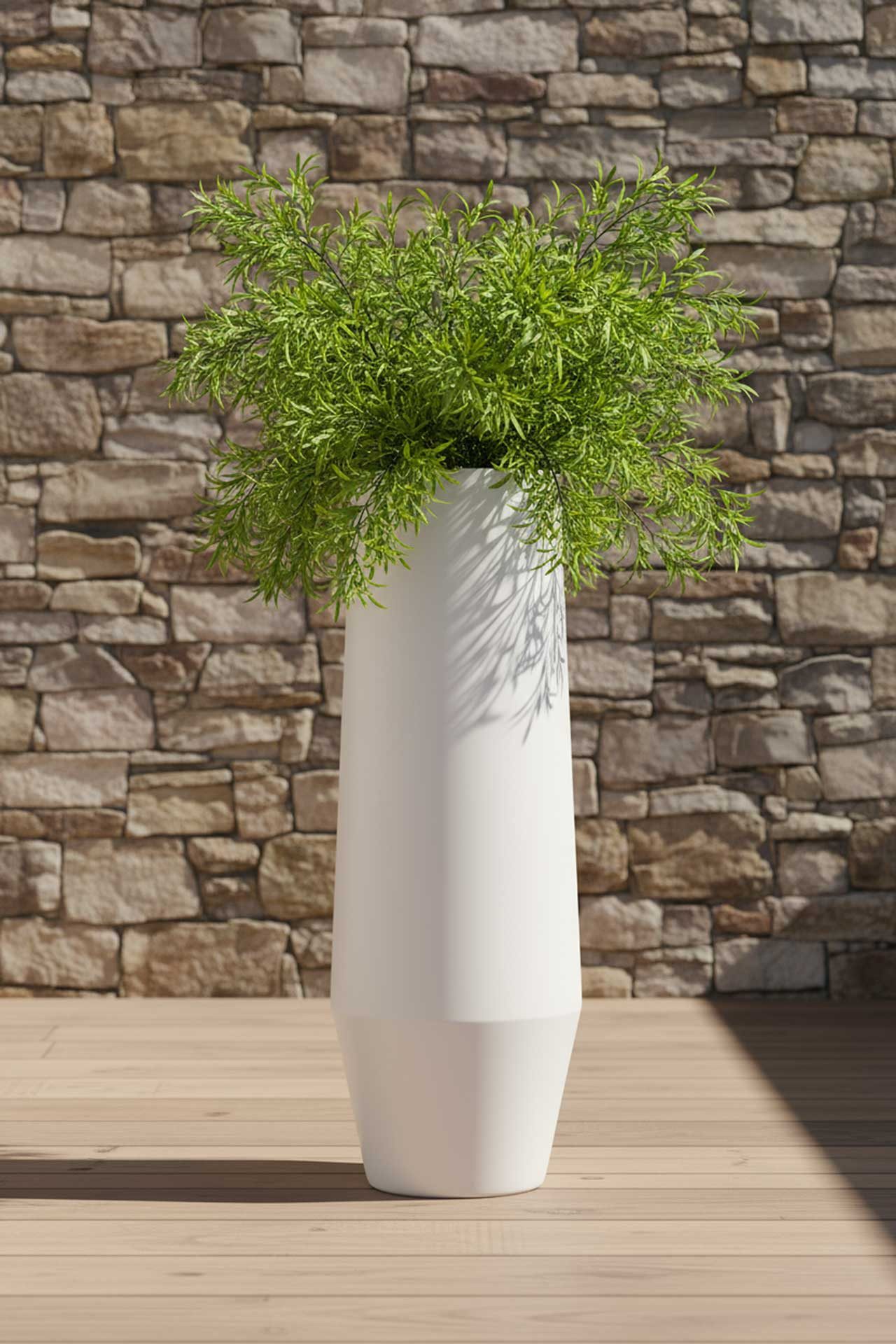 VIVANNO Bodenvase Fiberglas BERBELO Rund - Weiß Matt (1 St), 28x80 cm günstig online kaufen