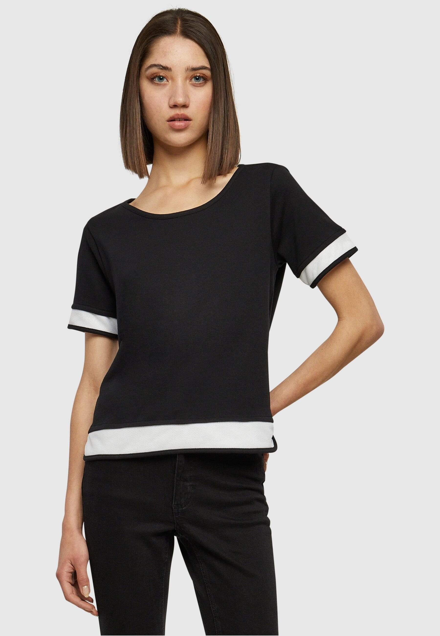 URBAN CLASSICS T-Shirt Damen Terry Mesh (1-tlg) Mesh blk/wht Tee TB1197 Terry Ladies