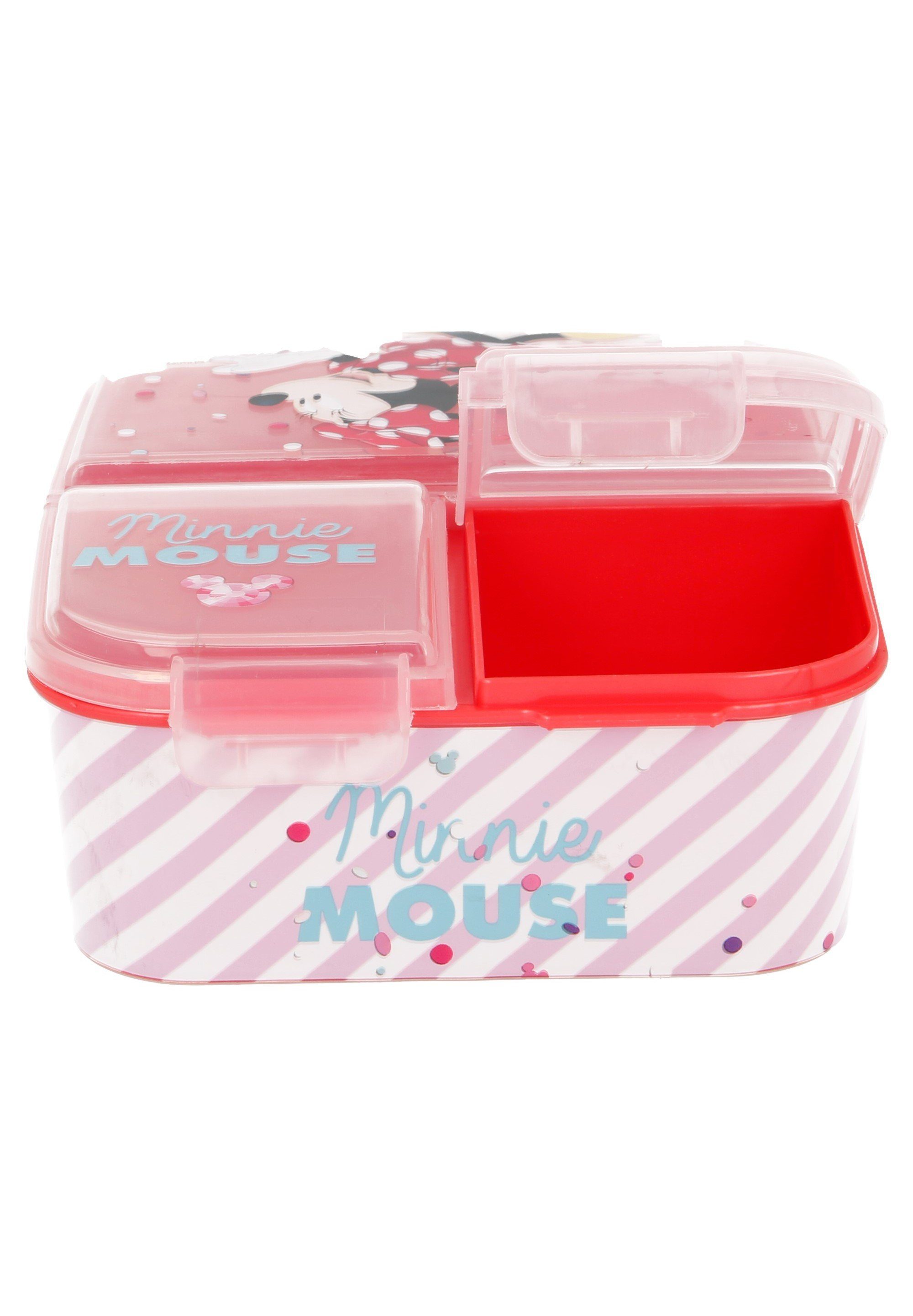 Disney Minnie 3 Vesperdose mit Fächern, Minnie BPA-frei Mouse Brotdose Lunchbox Mouse,