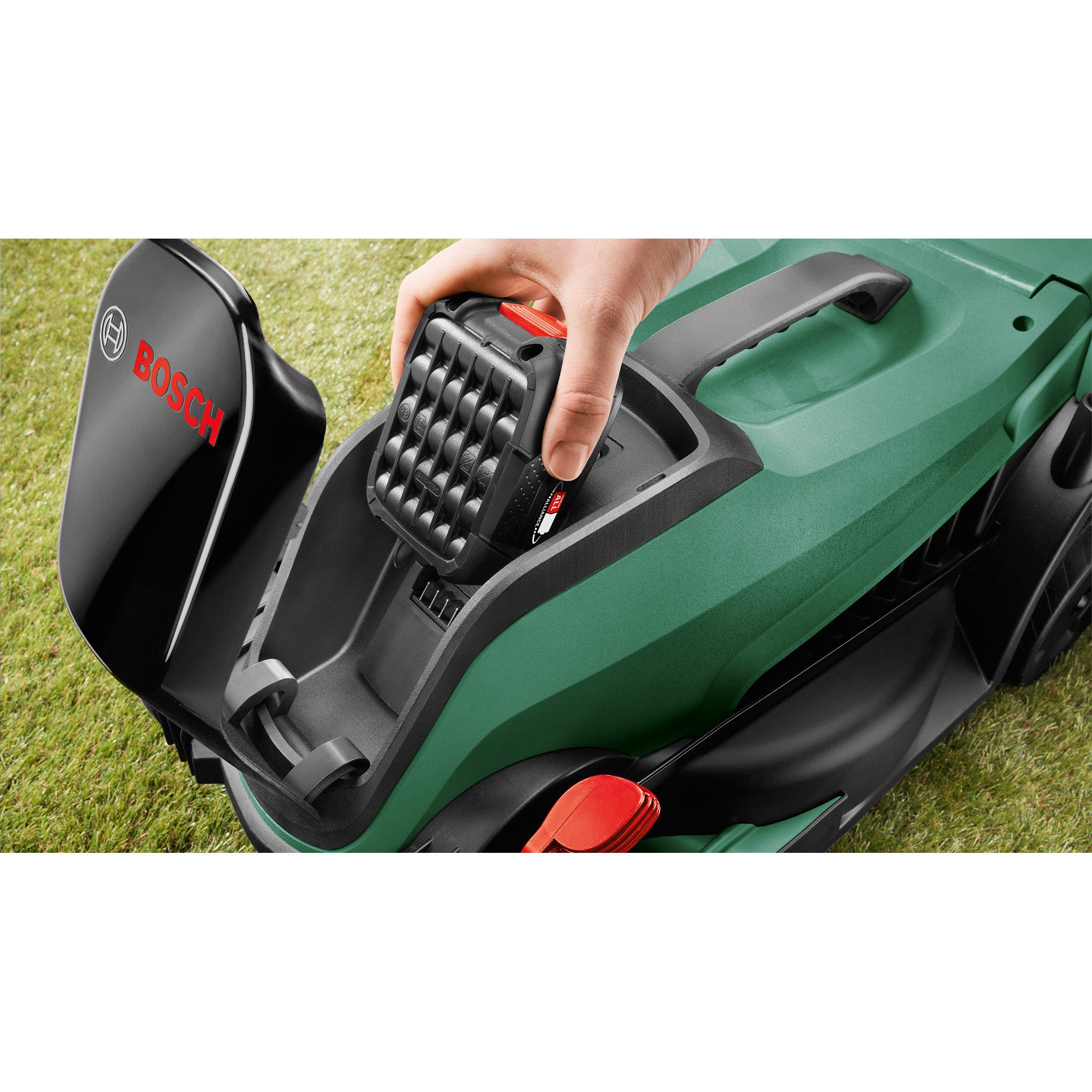 Bosch Professional Akkurasenmäher Bosch Heimwerken & Garten Akku-Rasenmäher, 32 cm Schnittbreite, (Li-Ionen Akku 5,0Ah, POWER FOR ALL ALLIANCE)