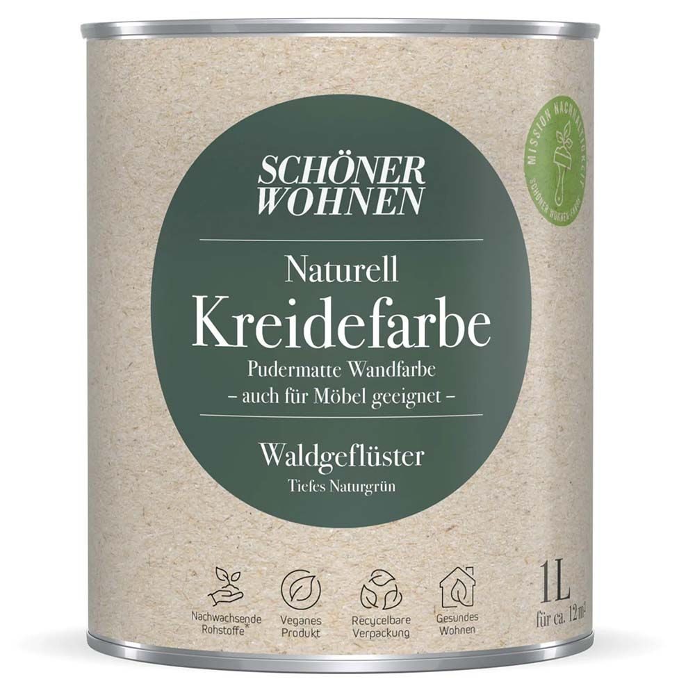 SCHÖNER WOHNEN FARBE Wandfarbe Schöner Wohnen Naturell Kreidefarbe 1,0 Ltr. Waldgeflüster