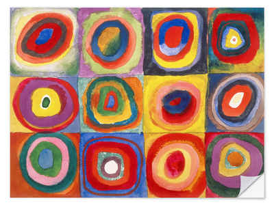 Posterlounge Wandfolie Wassily Kandinsky, Quadrate mit konzentrischen Ringen, Wohnzimmer Malerei