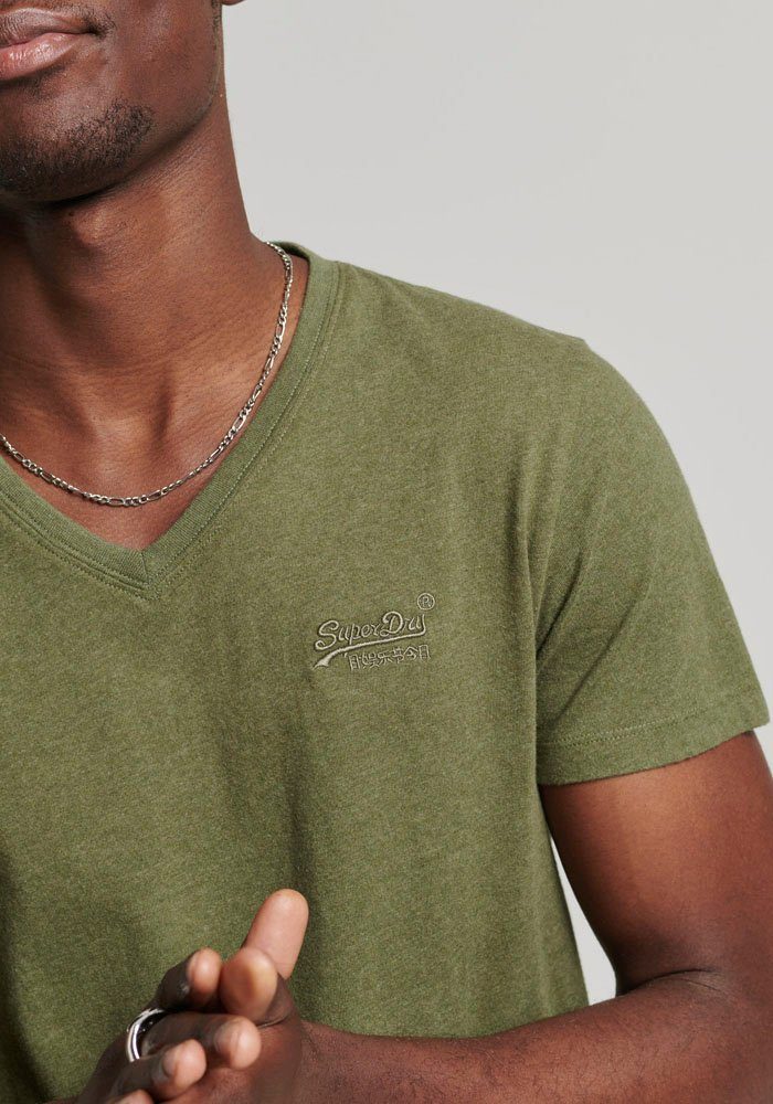 EMB VEE VINTAGE Superdry LOGO marl olive thrift V-Shirt